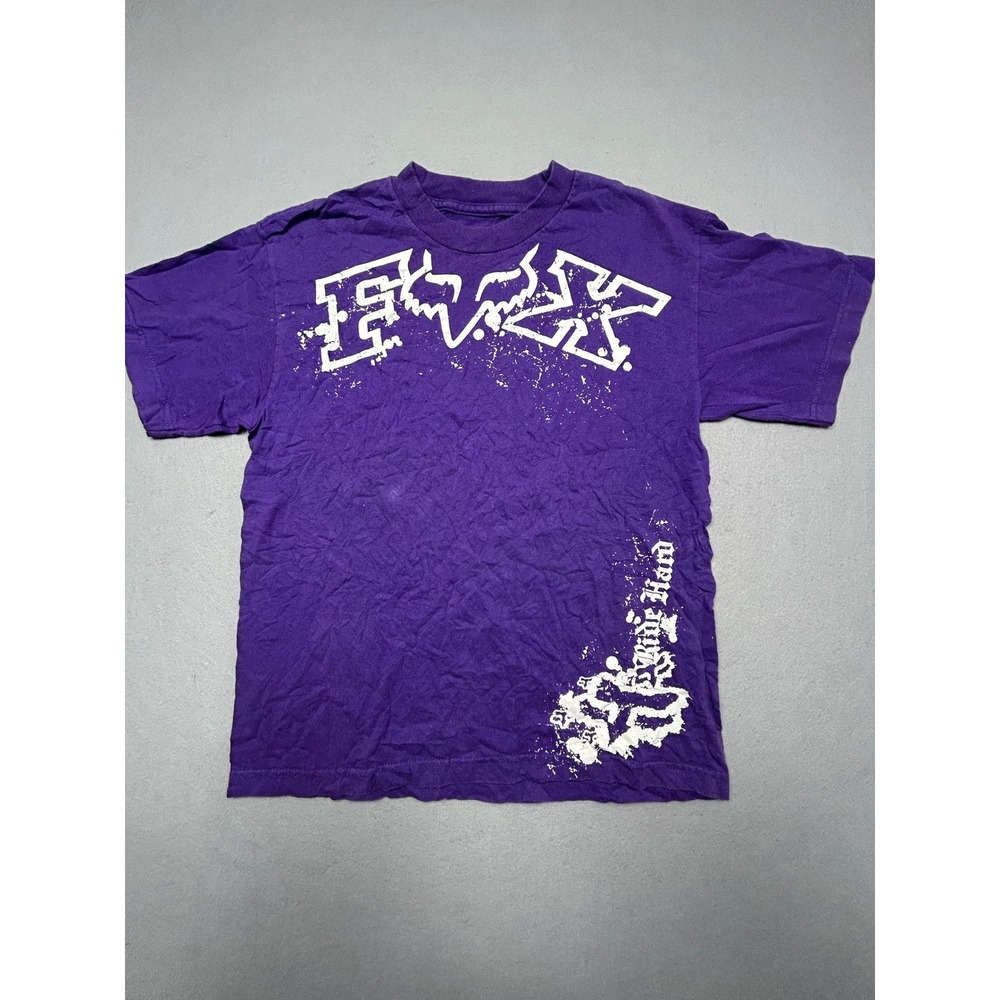 Fox Racing T-Shirt 100% Cotton Purple Graphic KXL Kids Boys